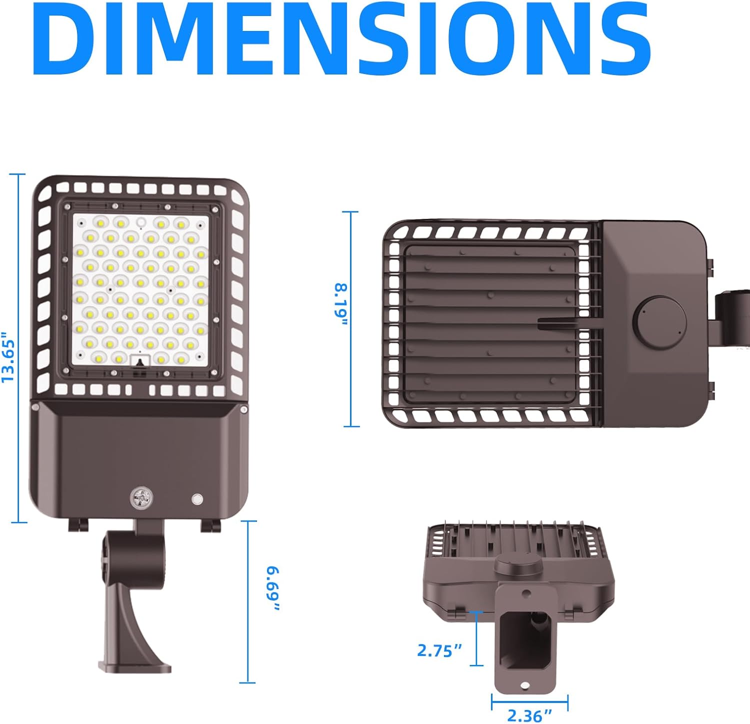 200W LED Parking Lot Light with Adjustable Arm Mount 6 Pack 28,000LM 5000K Commercial Area Street Flood Light with Dusk to Dawn Photocell IP65 Waterproof, ETL Listed for Road, Playing Field