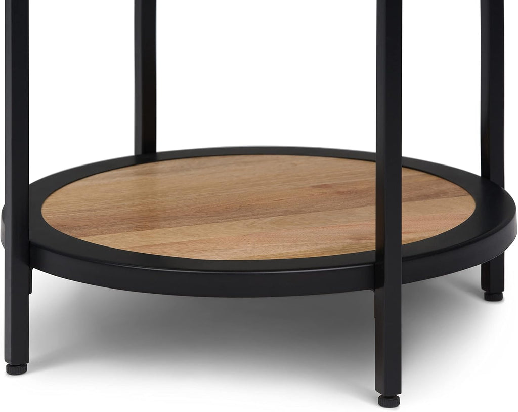 SIMPLIHOME Jenna Metal Side Table - 18 inch Wide Solid Metal Round Accent Table in Natural, Industrial End Table or Small Drink Table for Living Room, Bedroom, or Office with Compact Design