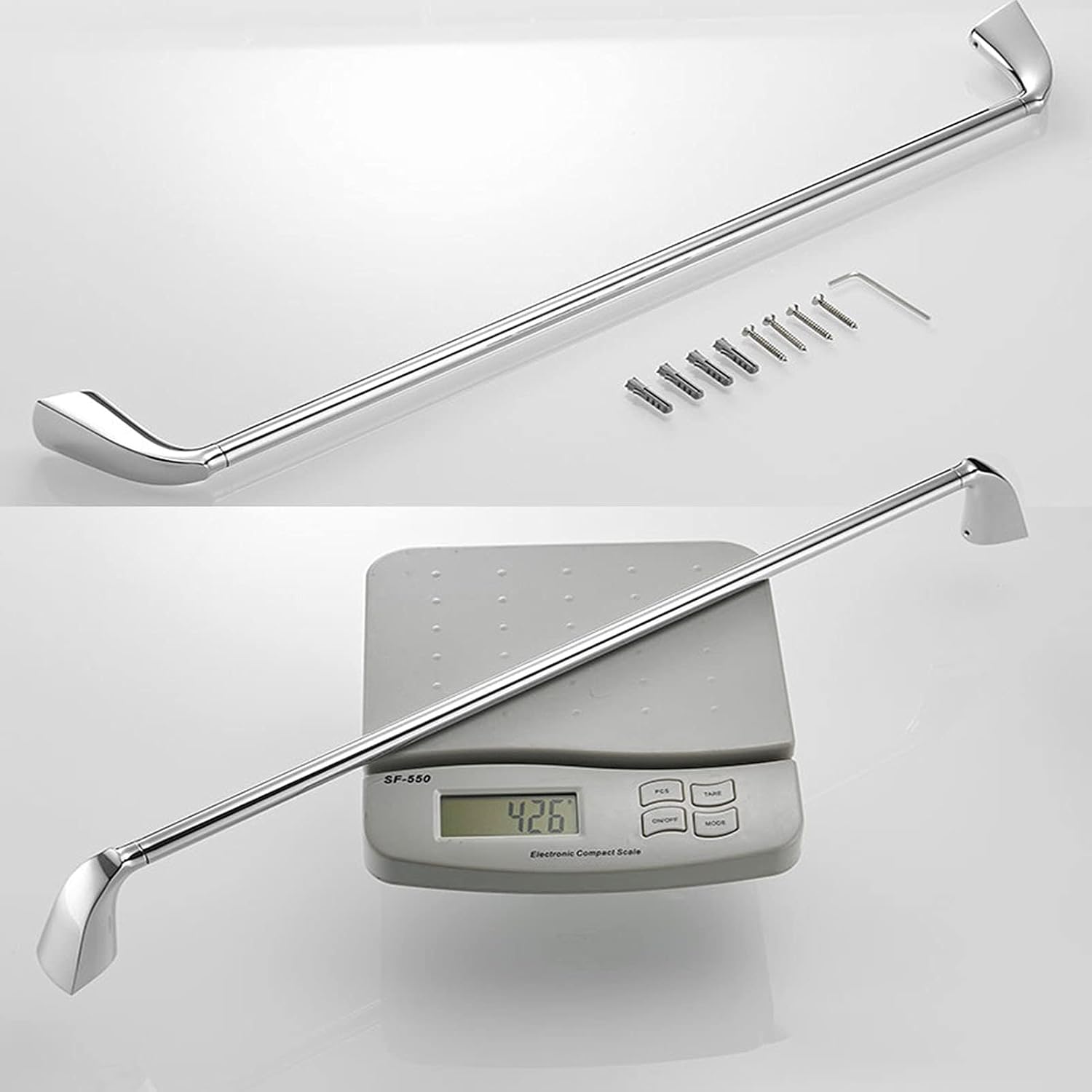 Towel Rail for Bathroom, 50cm/60cm Single Towel Bar Rail for Bathroom,Wall Mounted Towel Rod Holder,Polished Chrome Finish Screws Mounting/50cm (Size : 60cm)