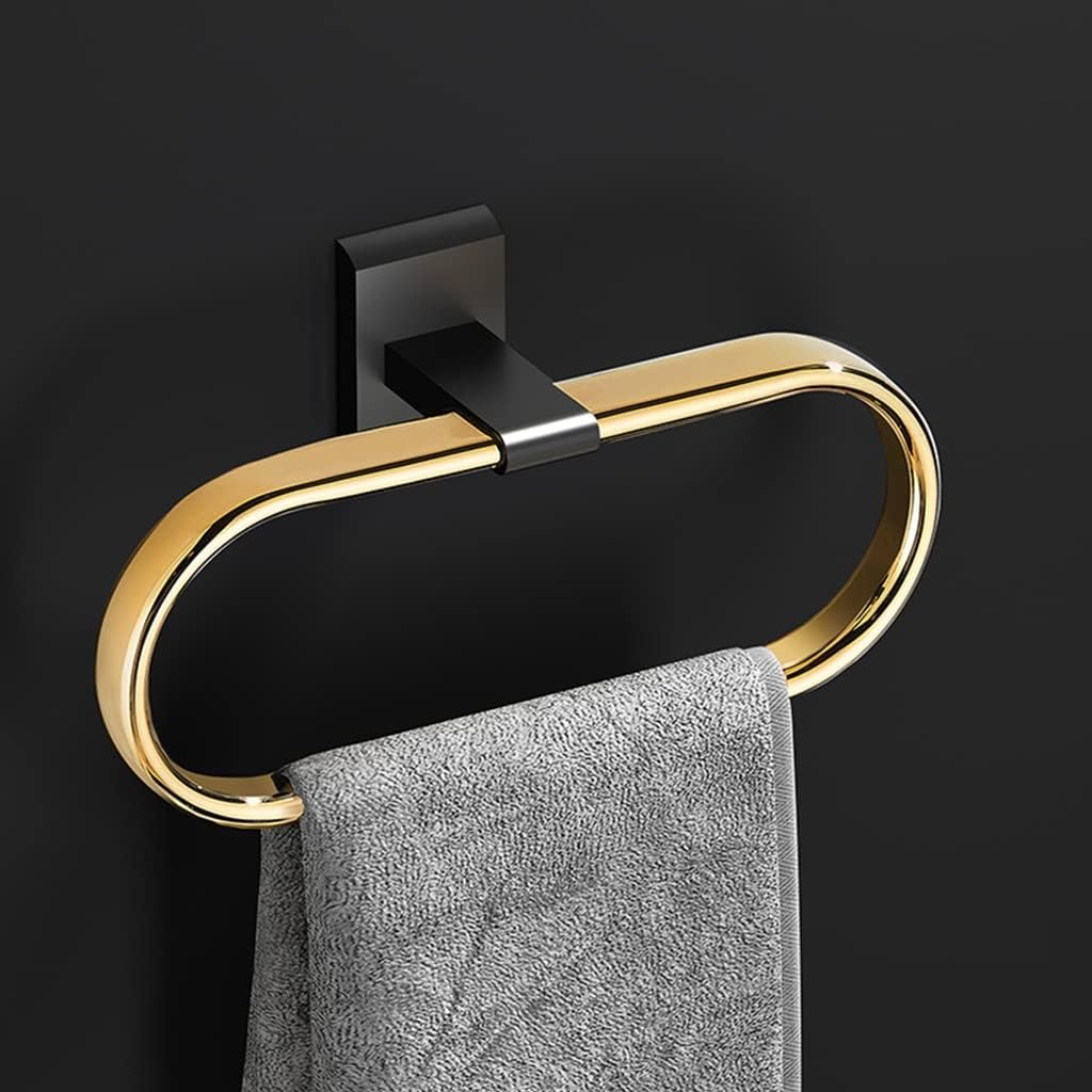 LSLYTQ Black Gold Folding Towel Bar, Triangular Basket, Storage Rack, Towel Ring, Wall Mounted Bathroom Accessories Kit