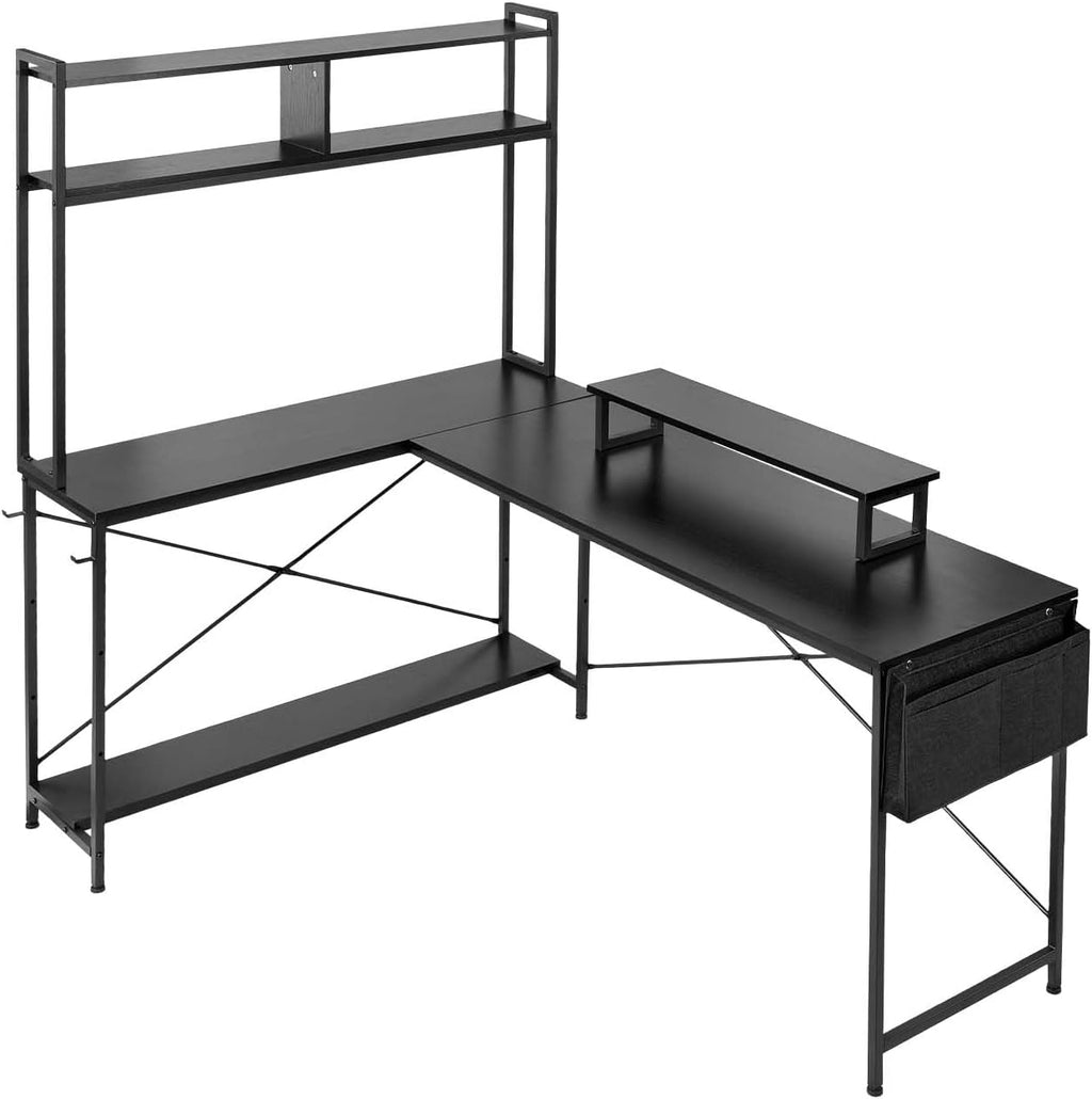 VEVOR L-Shaped Computer Desk, 67-inch Reversible Corner Gaming Desk with Monitor Stand & Movable CPU Stand, Modern Stylish PC Table Sturdy Work Workstation for Home Office - Easy to Assembly