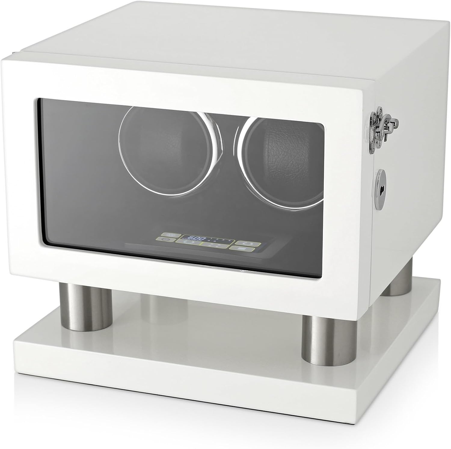 Watch Winder for 2 Watches with LED Backlight, LCD Display and Motor-Stop Option
