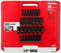 Socket Set For Milwaukee 49-66-7016 1/2'' Impact Duty SAE/Metric Socket Set (Size:14.2 x 2.7 x 16.3 in) - 29PC