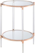 Convenience Concepts Royal Crest 2 Tier Acrylic Glass End Table, Rose Gold/Glass