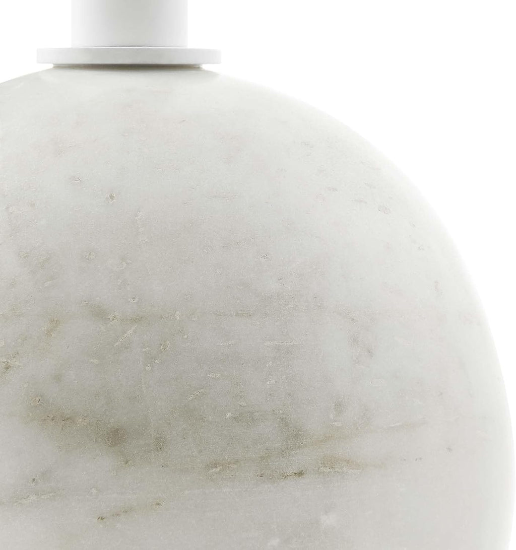Modway EEI-6606-WHI-WHI Aliza Round White Marble Side Table, White White