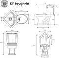 Renovators Supply Manufacturing Dual Flush Corner 2-Piece Round Toilet, Sheffield Style with Slow Close Seat, 0.8/1.6 GPF Water Saving, 12 in Rough-In Black Vitreous China