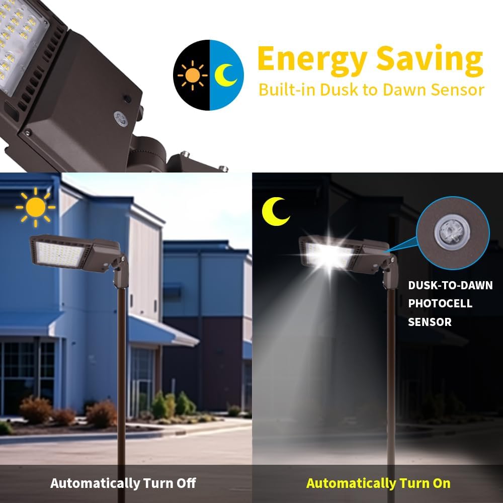 4 Pack LED Parking Lot Light Outdoor 300W with Dusk to Dawn Photocell & Slip Fitter,39000LM 5000K Daylight,IP65 Waterproof ETL Listed,Commercial Shoebox Pole Light for Parking Lot Street Yard Roadway