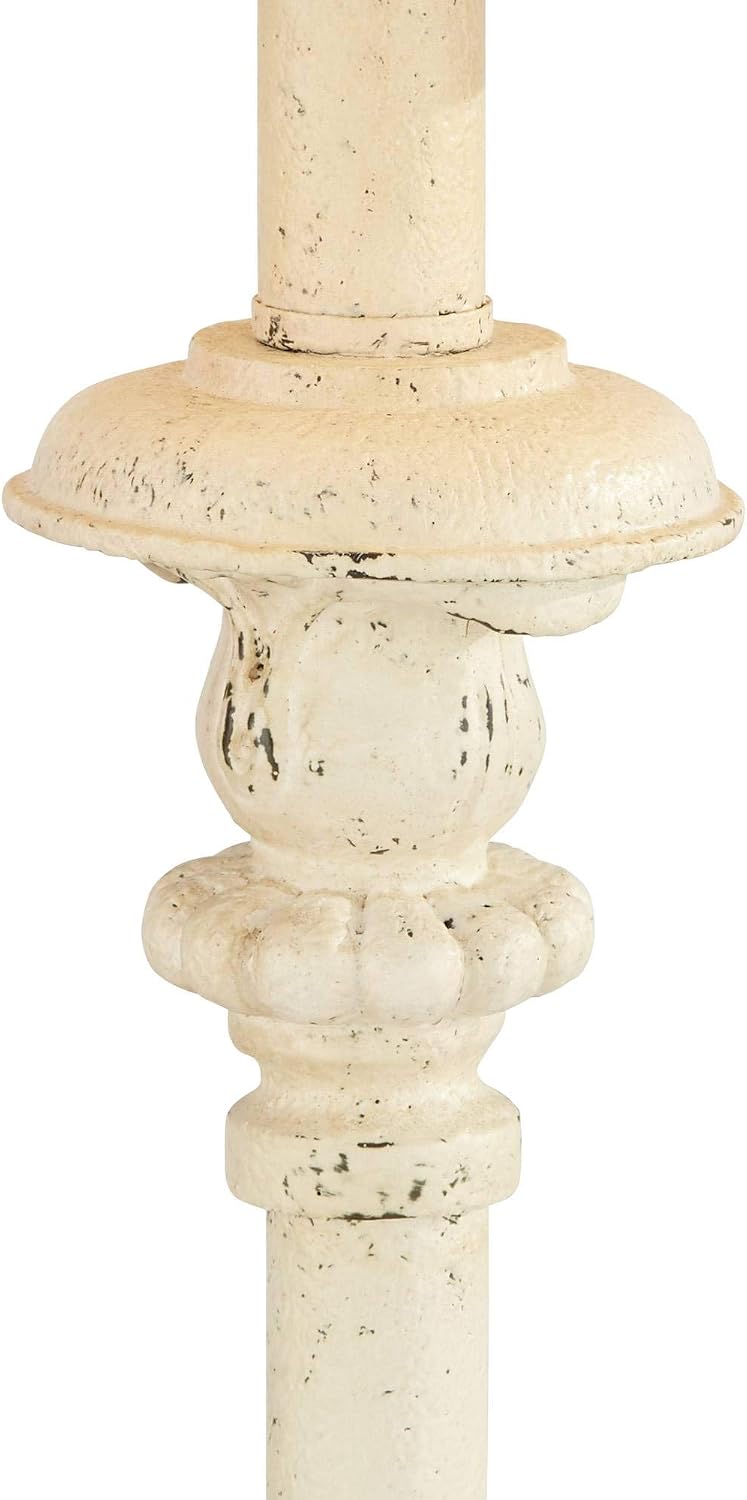 Regency Hill French Candlestick 34' Tall Scroll Skinny Buffet Traditional End Table Lamps Set of 2 Ivory White Living Room Bedroom Bedside Nightstand House Office Home Off-White Shade