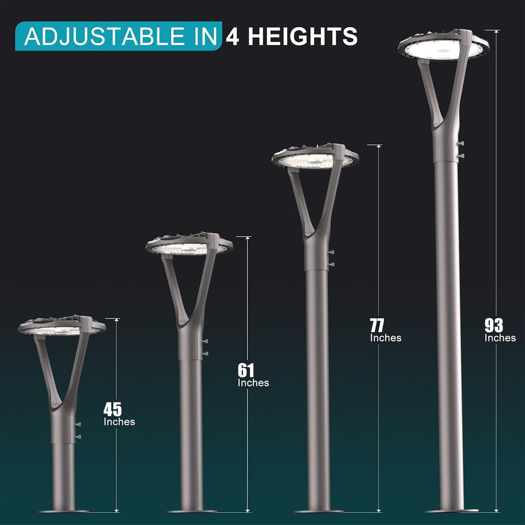 Lightdot 150W LED Post Light with Dusk to Dawn Photocell 22500LM 5000K Pole Lights Outdoor Waterproof 45-93' Height LED Circle Area Light for Parking Lot Garden Yard Street Lighting -2Pack