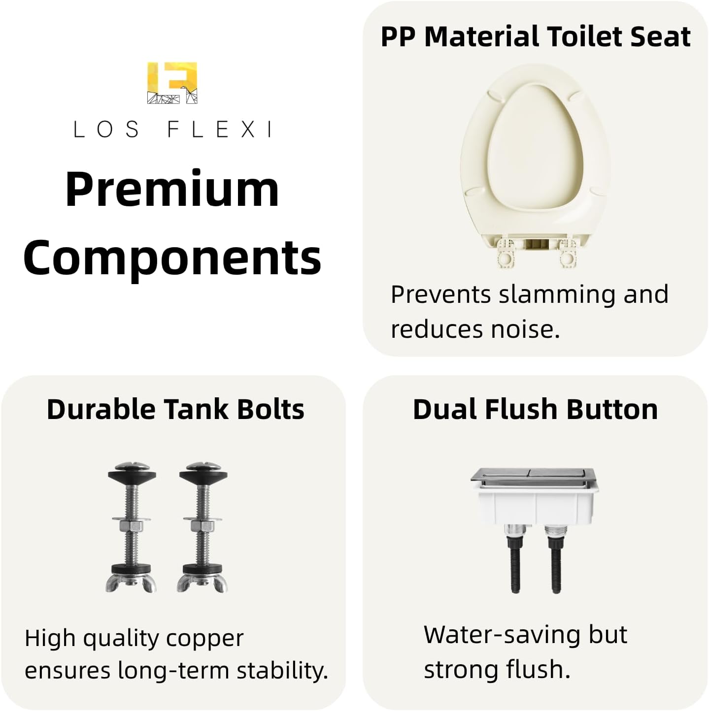21 Inch Extra Tall Toilet for Seniors, Los Flexi Beige Toilet Two Piece With Skirted Design, 1.1/1.28 GPF Dual Flush, Powerful Siphon Jet, Soft-Close Seat and Quick Install, Bone Color, 12'' Rough-In