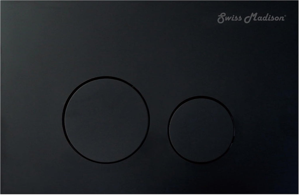 Swiss Madison St. Tropez Wall-Hung Toilet Bundle 0.8/1.6 GPF Dual Flush in Matte Black with Black Flush Plate