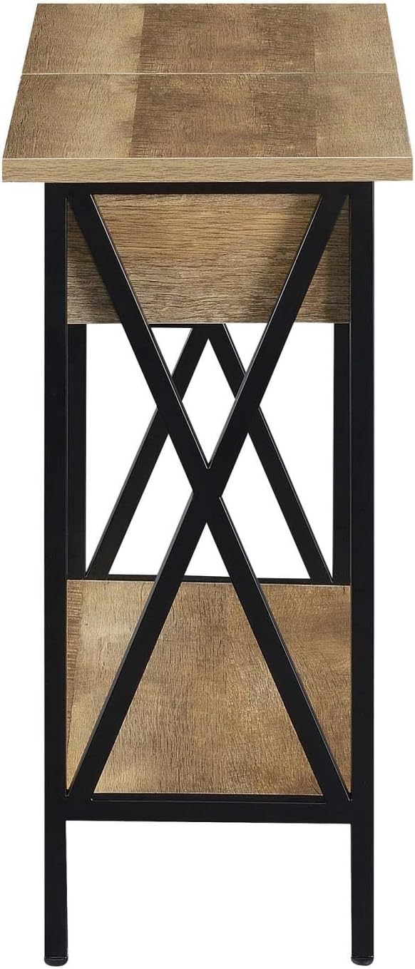 Convenience Concepts Tucson Flip Top End Table with Charging Station 23.75' - Modern Living Room Table with Storage Shelf, Side Table Side Table, Weathered Barnwood/Black