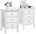 Yaheetech Nightstand Set of 2,Wooden 3-Drawer Bedside Table with Solid Wood Legs, Bedside Cabinet Cupboard Storage Organizer for Bedroom Home Office Small Space, Easy Assembly, White