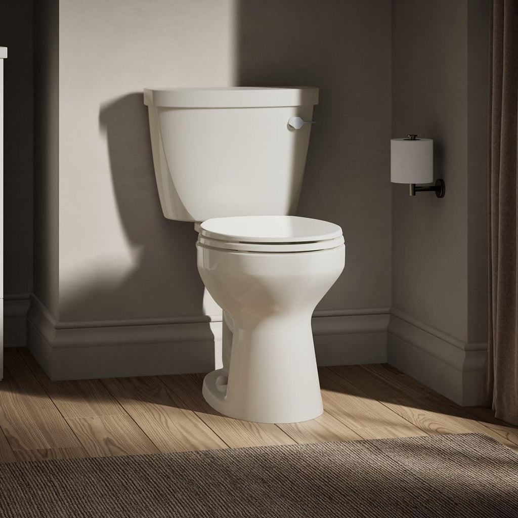 KOHLER Cimarron Comfort Height 2-piece 1.28 GPF Single Flush Round-Front Toilet in Biscuit, Seat Not Included