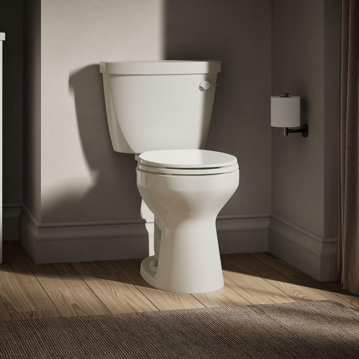 KOHLER Cimarron Comfort Height 2-piece 1.28 GPF Single Flush Round-Front Toilet in Biscuit, Seat Not Included