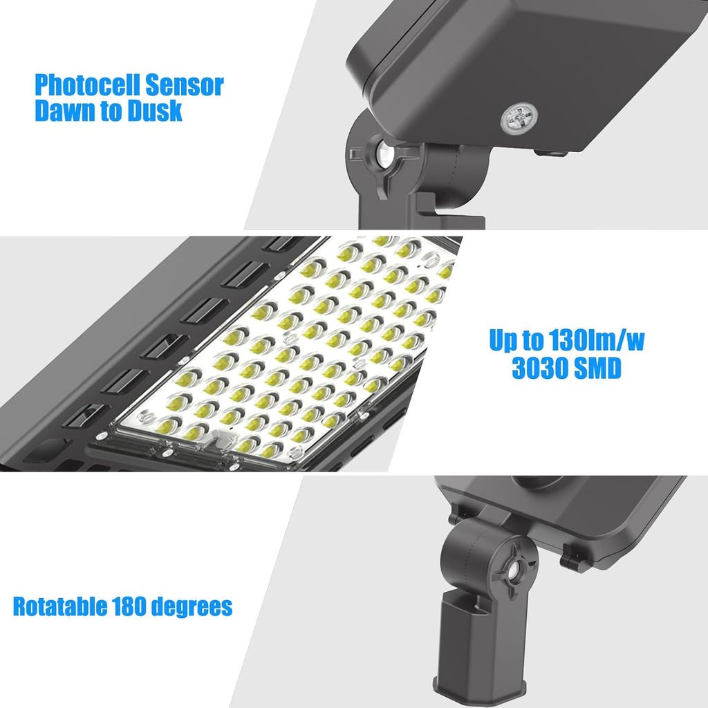 4Pack 200W LED Parking Lot Lights 5000K Street Shoebox Pole Light, 28000LM Outdoor Flood Lights with Dusk to Dawn, IP65 Waterproof Commercial Street Light Slip Fitter for Yard Sport, ETL Listed