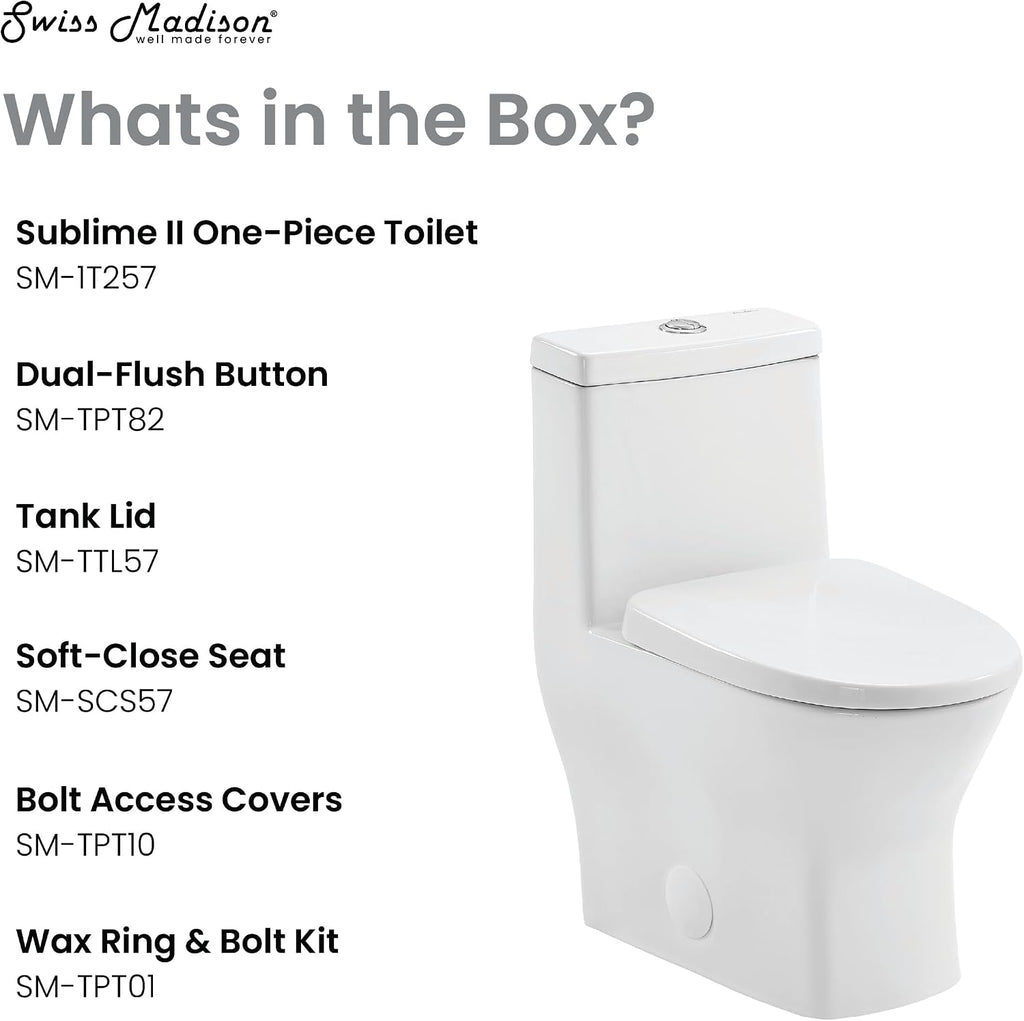 Sublime II One-Piece 12' Rough-in 1.1/1.6 GPF Dual Top Flush Round Compact Toilet in Glossy White
