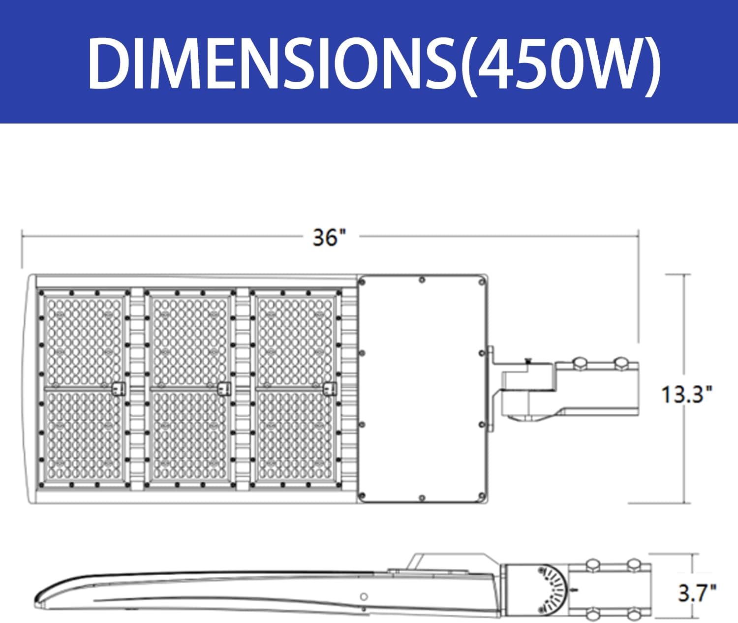 OSTEK 450W LED Parking Lot Light 60750 LM (135lm/w) 5000K LED Pole Light Outdoor Area Street Lighting [1500-1700W HID/HPS Equiv.] Adjustable Slip Fitter Commercial Shoebox Light 277-480V,UL&DLC Listed