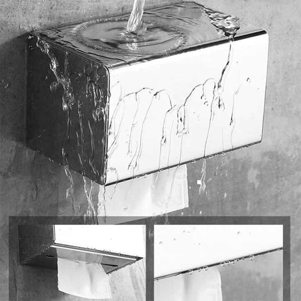 Gold Stainless Steel Toilet Paper Holder & Bathroom Shelves - Modern Chrome Roll Paper & Towel Holder with Phone Rack & Tissue Box, Stylish nizer for Elegant Bathrooms