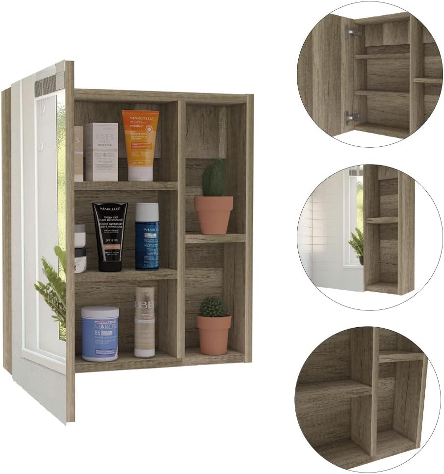TUHOME Labelle 2-Piece Bathroom Set with Tall Cabinet and Multi-Shelf Organizer, Modern Space-Saving Bathroom Storage for Towels, Toiletries and Essentials, 67.79'H x 14.37'W x 16.04'D, Pine/Light Oak