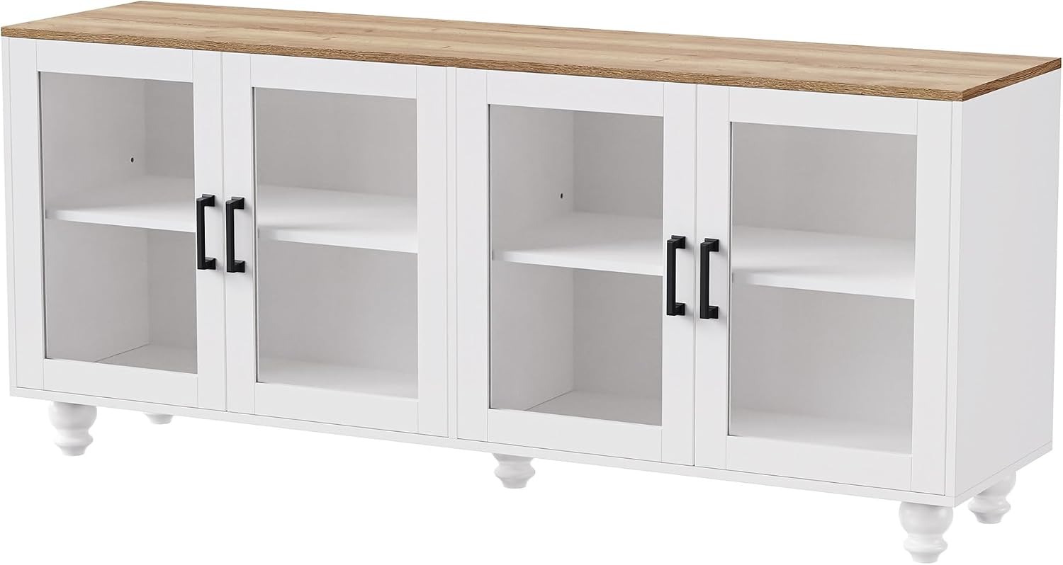 Farmhouse TV Stand, for TVs Up to 70', Versatile Sideboard with Adjustable Shelves, Elegant Buffet Cabinet for Living Room,for The Kitchen