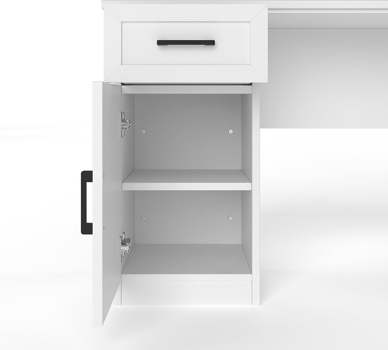 L Shaped Desk with Hutch, Corner Computer Desk with Storage Shelf & Cabinet, Laptop Pc Table Gaming Desk Workstation, Modern Executive Study Writing Desk for Home Office, Bedroom (White)