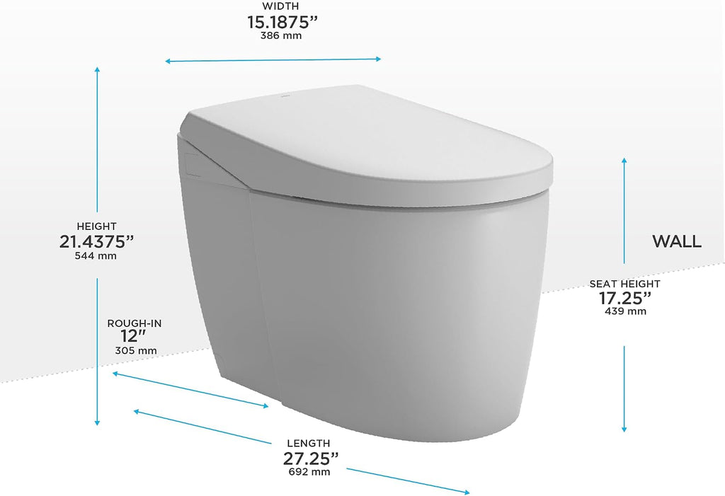 NEOREST AS Dual Flush 1.0 or 0.8 GPF Toilet with Integrated Bidet Seat and EWATER+, Cotton White - MS8551CUMFG#01