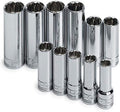 SK Tools USA 3/8' Drive, 11 Piece, 12 Point, Deep, Metric, Chrome Socket Set: 9MM - 19MM | 1871