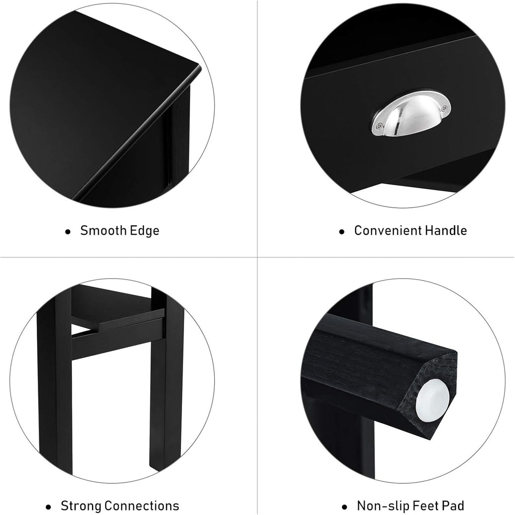 DORTALA Corner Desk, Writing & Study Corner Computer Desk, Laptop PC Table, Wood Home Office Desk, Small Corner Desk w/Storage Drawer, Shelves, Office Study Workstation, White Corner Desk (Black)
