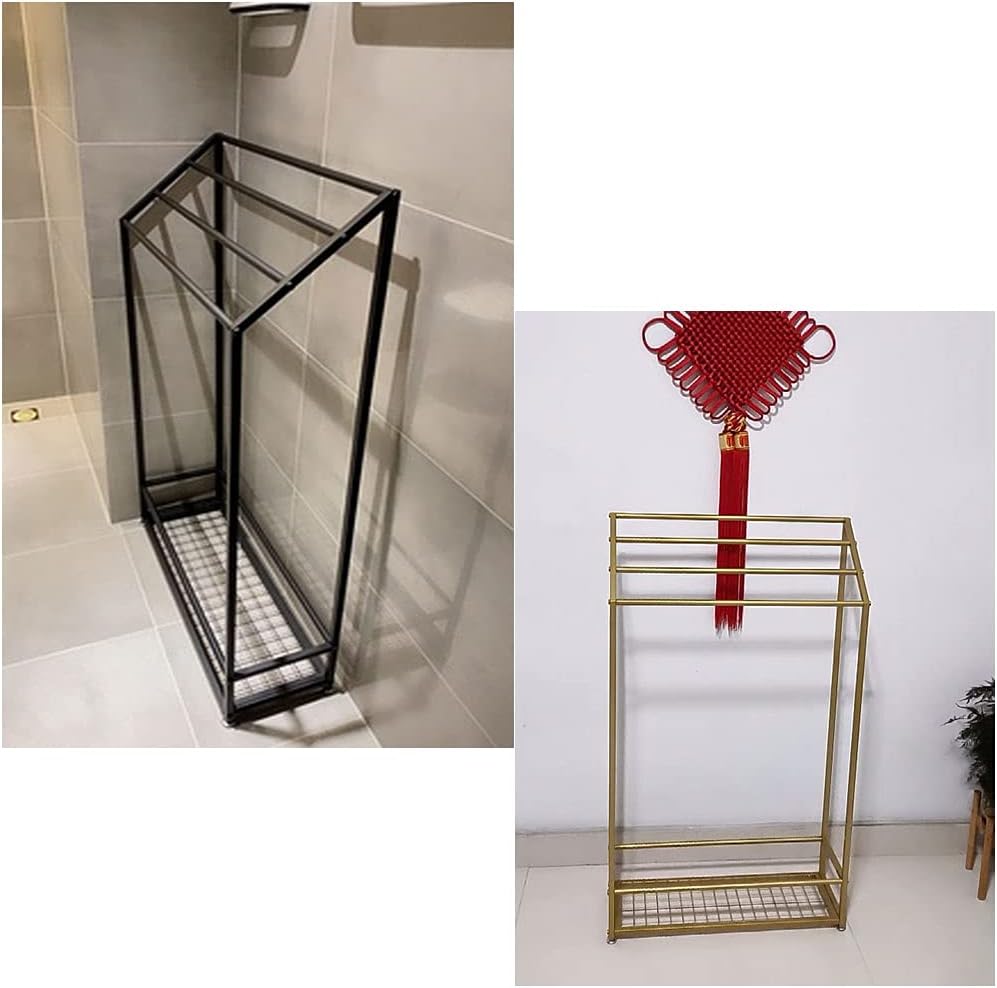 Exquisite Bathroom Shelves 4 Bar Freestanding Towel Rack, Bathroom Towel Holder with Shelf, Portable Metal Towel Hanger Stand Alone, Easy to Installation