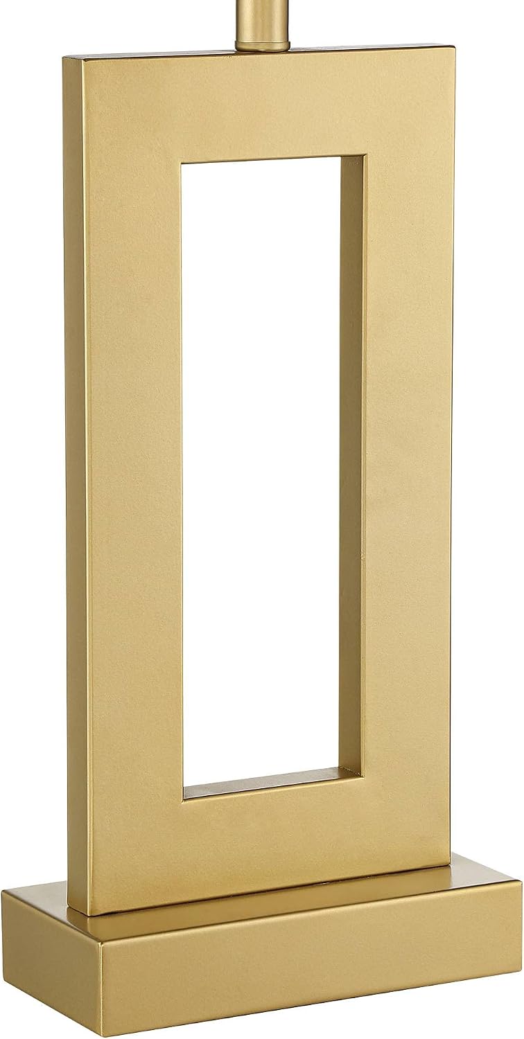 360 Lighting Marshall 30' Tall Open Rectangle Large Modern Luxe Glam End Table Lamps Set of 2 Gold Finish Metal White Shade Living Room Bedroom Bedside Nightstand House Office Home Kitchen