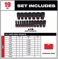 Impact Socket Set, 1/2 Socket Set, for Milwaukee 49-66-7012 Impact Duty 1/2' Drive 6 Pt Socket Set -19PC