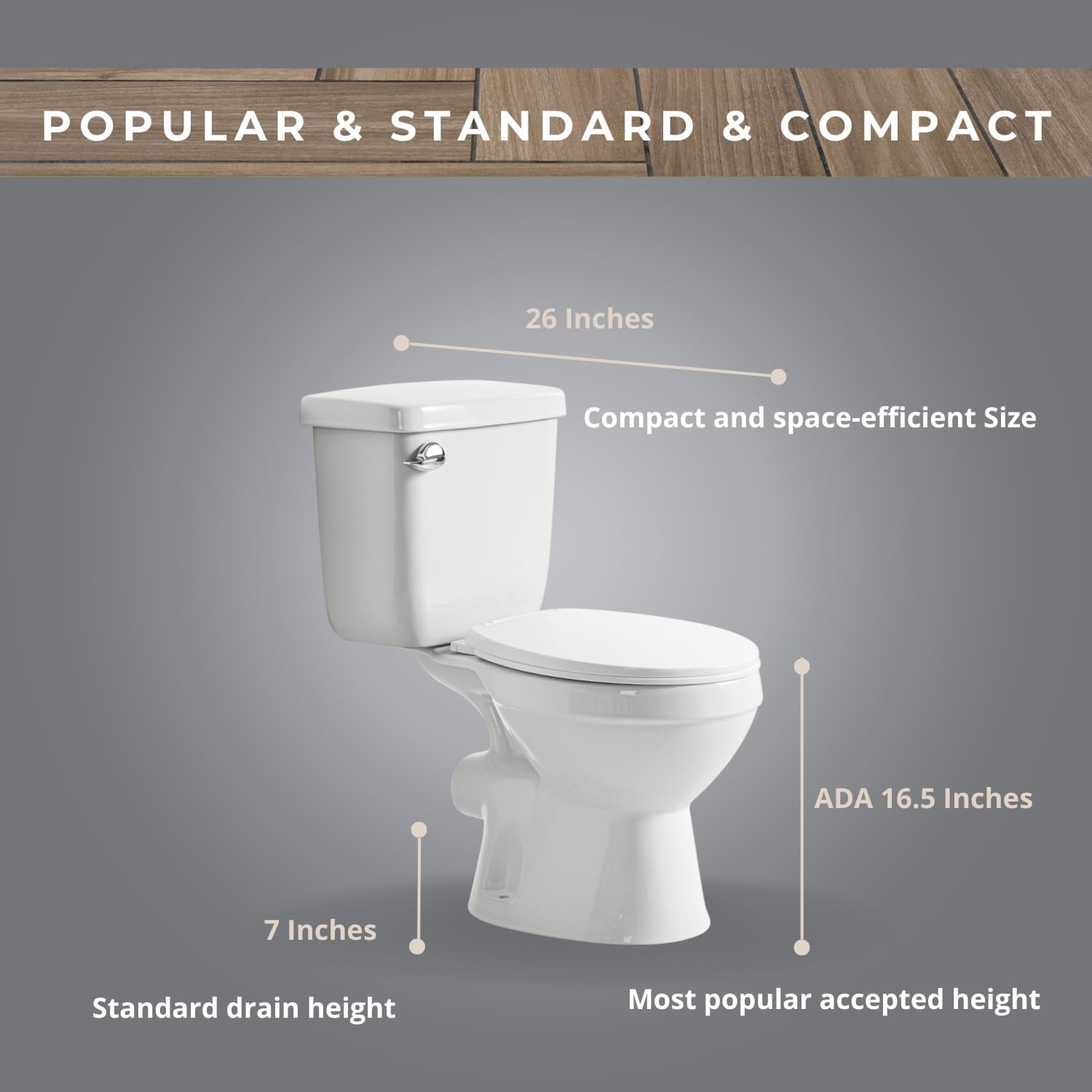 Rear Outlet Toilet with Tank: Powerful Flush & Space-Saving Design with Rear Discharge - Includes Extra Extension Pipe for Easy Installation
