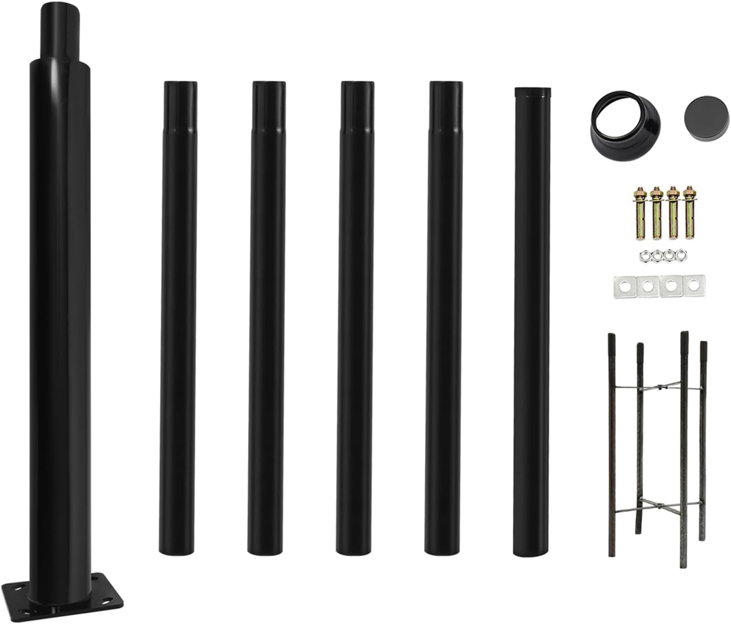 20FT Tall Street Light Pole, Heavy Duty Split Street Lamp Post for Outdoor Street Courtyard Parking Lot Adjustable Height Lighting Post Fixtures with Mounting Ground Cage (20FT 114+76mm)