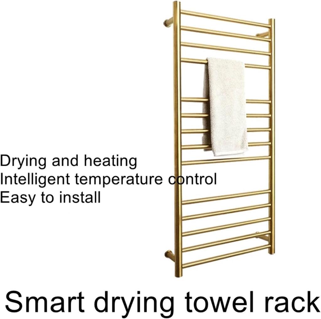 Heating Towel Rack Stainless Steel Bathroom Bathroom Rack 9006 Gold Black Heating Towel Bar(Black_220V)