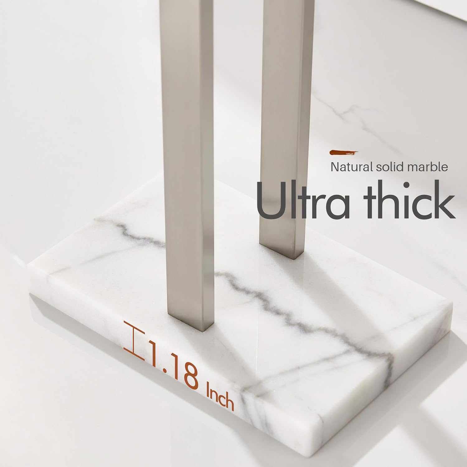 KOKOSIRI 32 Inch Bath Towel Bar Bathroom Towel Holder Rack for Cabinet Towel Rails Standing Towel Rack Free Stand with Heavy Marble Base Brushed Nickel B5009BR-L32+THS0005-BR