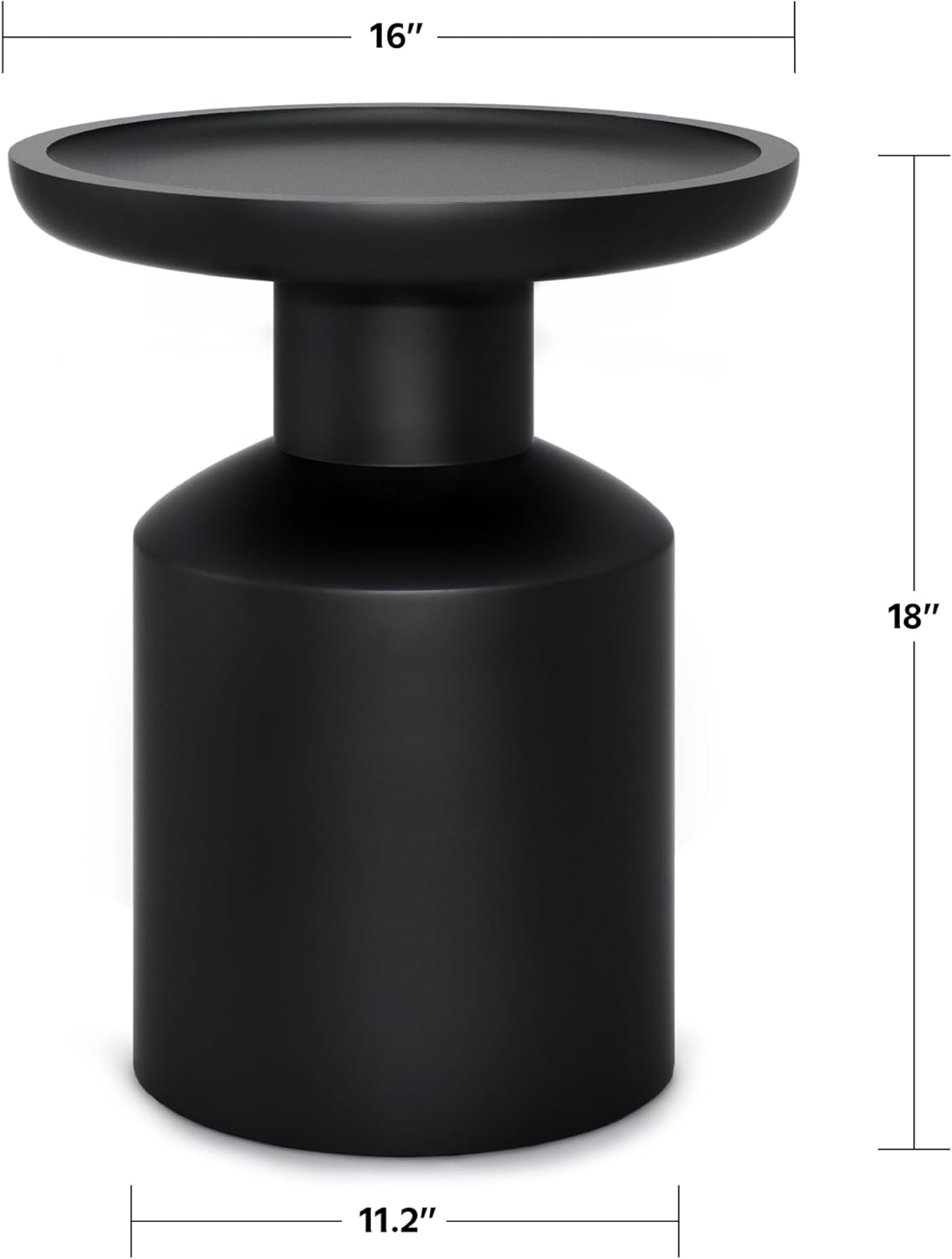 SIMPLIHOME Haynes End Table - 16 inch Wide Solid Mango Wood Round Accent Table with Sculptural Pedestal Base in Black, Boho Nightstand or Lamp Stand for Living Room or Bedroom, Assembled