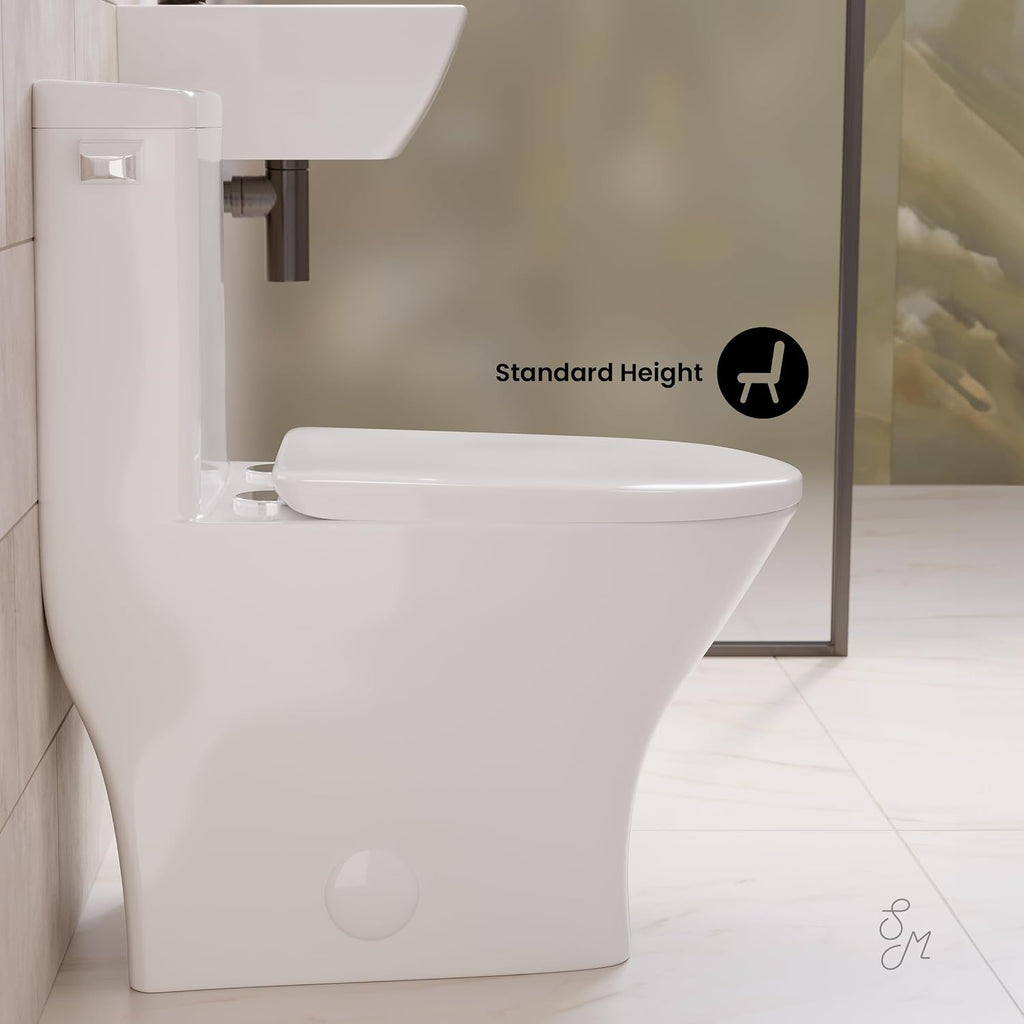 Sublime II One-Piece 12' Rough-in 1.28 GPF Left Flush Round Compact Toilet in Glossy White