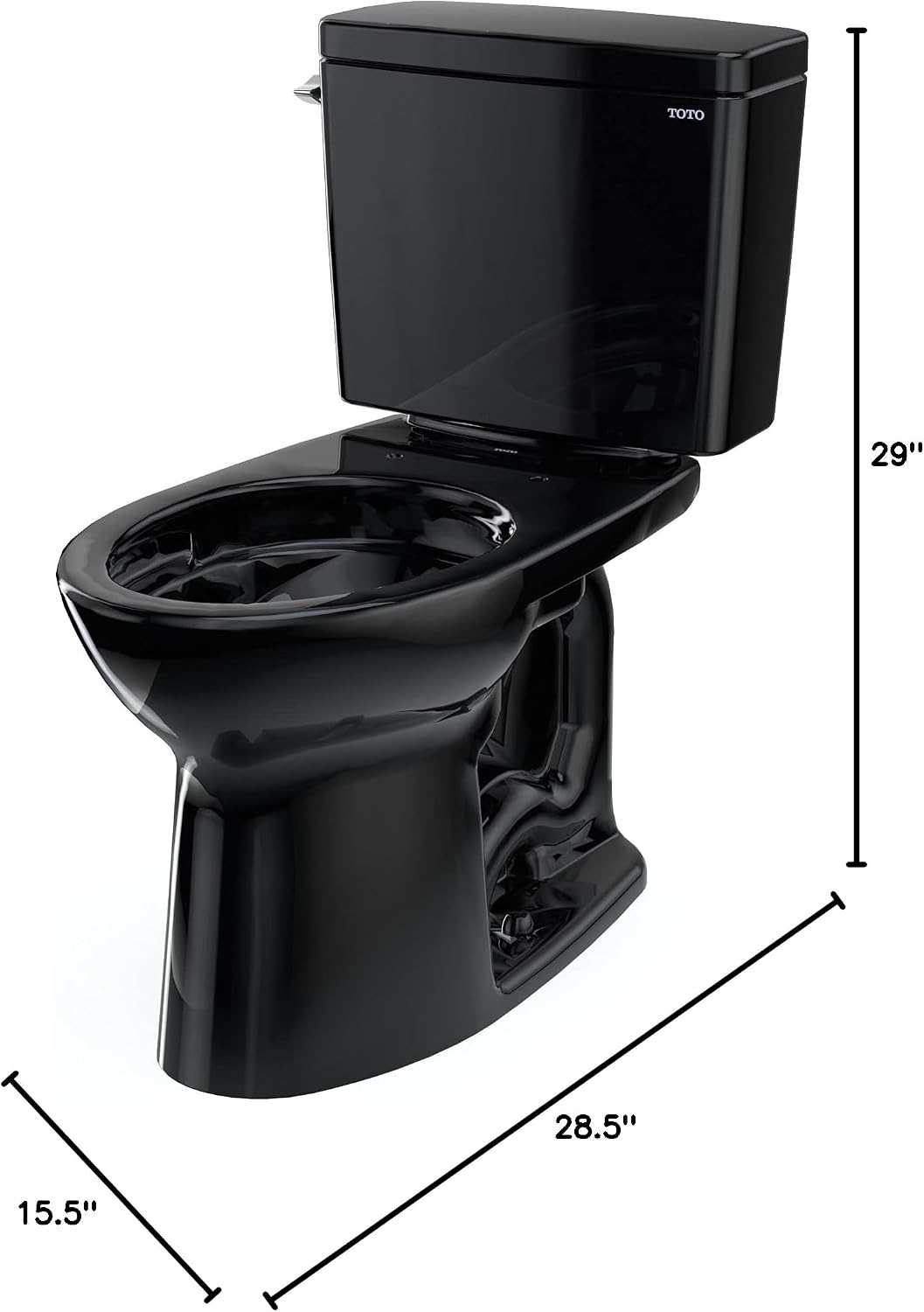 TOTO Drake Two-Piece Elongated 1.28 GPF Universal Height TORNADO FLUSH Toilet, Ebony - CST776CEF#51
