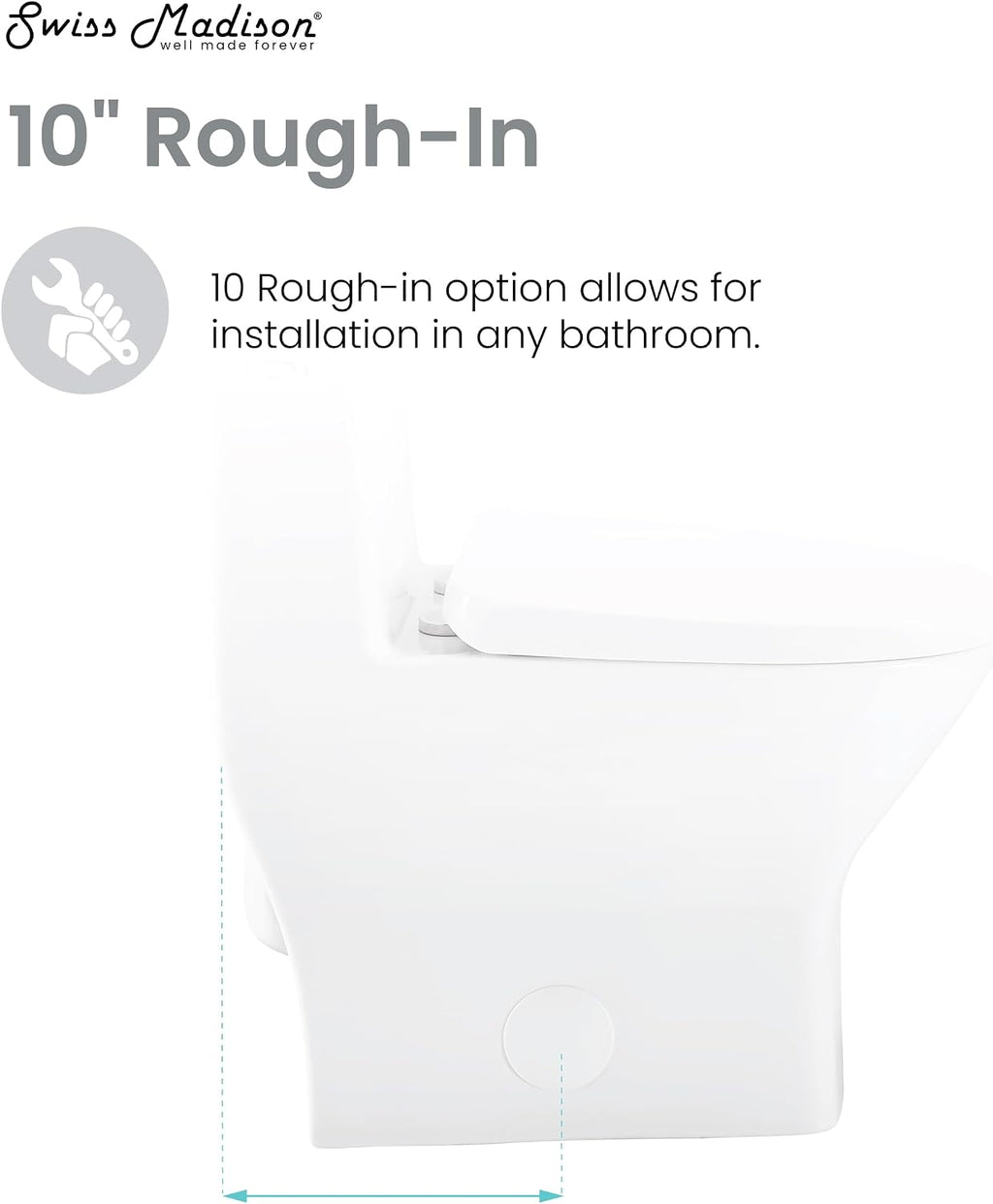 Sublime II One-Piece Round Toilet with Left Side Flush, 10' Rough-In 1.28 gpf