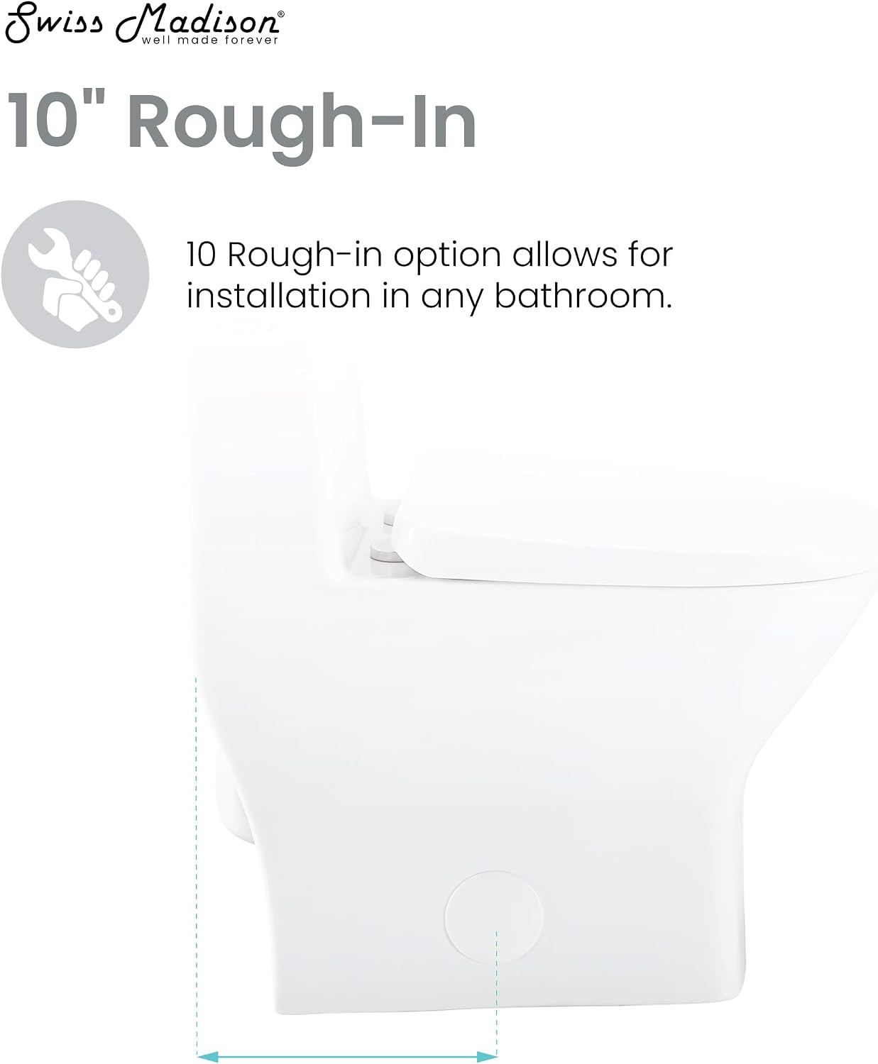 Sublime II One-Piece Round Toilet with Left Side Flush, 10' Rough-In 1.28 gpf