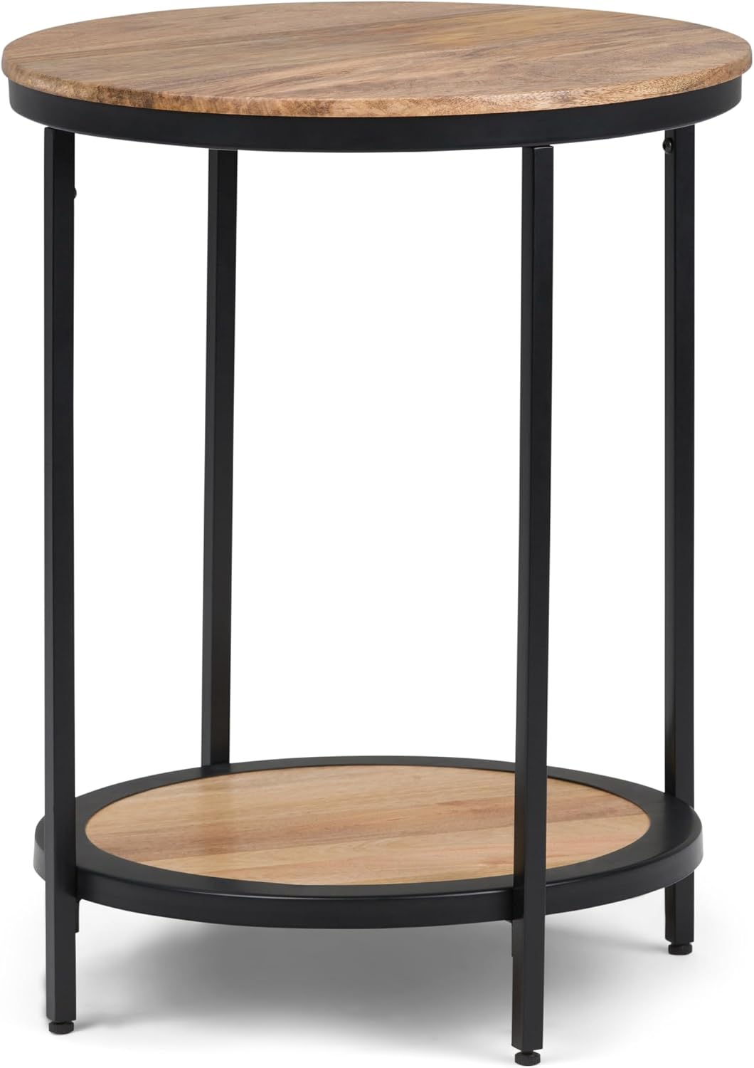 SIMPLIHOME Jenna Metal Side Table - 18 inch Wide Solid Metal Round Accent Table in Natural, Industrial End Table or Small Drink Table for Living Room, Bedroom, or Office with Compact Design