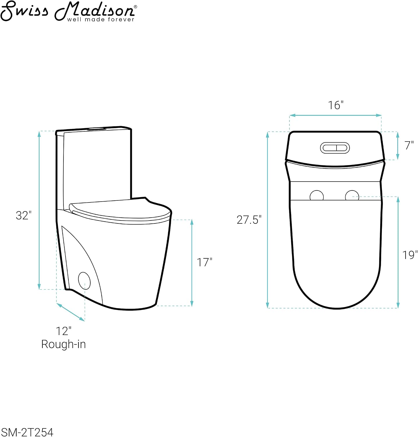 St. Tropez Two-Piece Elongated Toilet Vortex™ Dual-Flush 1.1/1.6 gpf