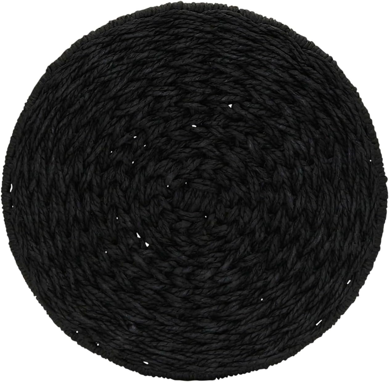 Household Essentials Handwoven Paper Rope Barrel Wicker Storage Basket Side Table, Black
