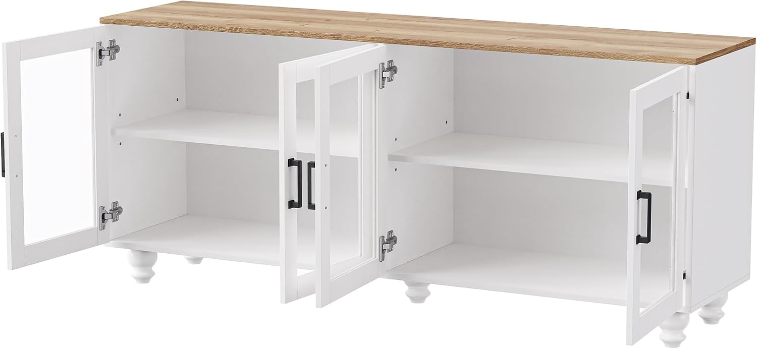 Farmhouse TV Stand, for TVs Up to 70', Versatile Sideboard with Adjustable Shelves, Elegant Buffet Cabinet for Living Room,for The Kitchen