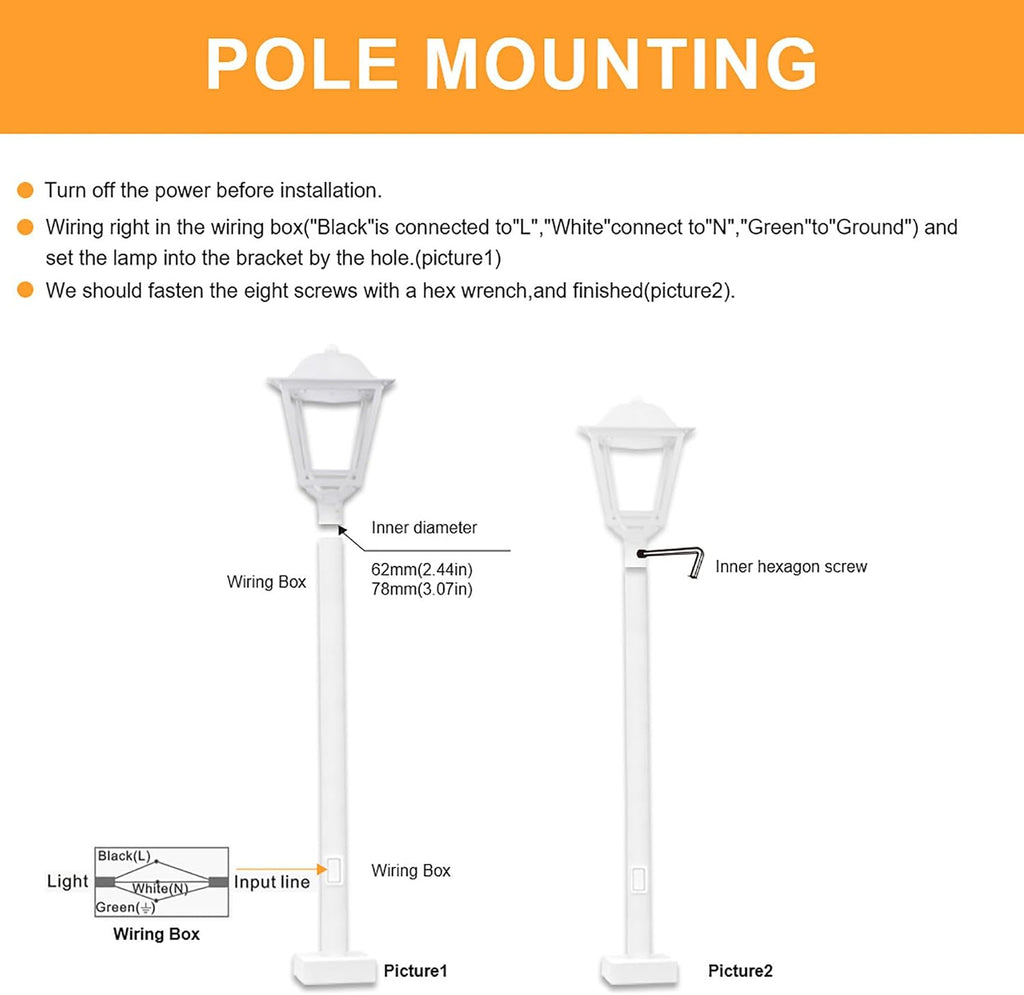 75W LED Post Top Light, Adjustable Color Temperature 3000K/4000K/5000K, AC100-277V 13000LM Outdoor Garden Lights Fixture, IP65 Waterproof Commercial Street Area Lighting, DLC/ETL Listed