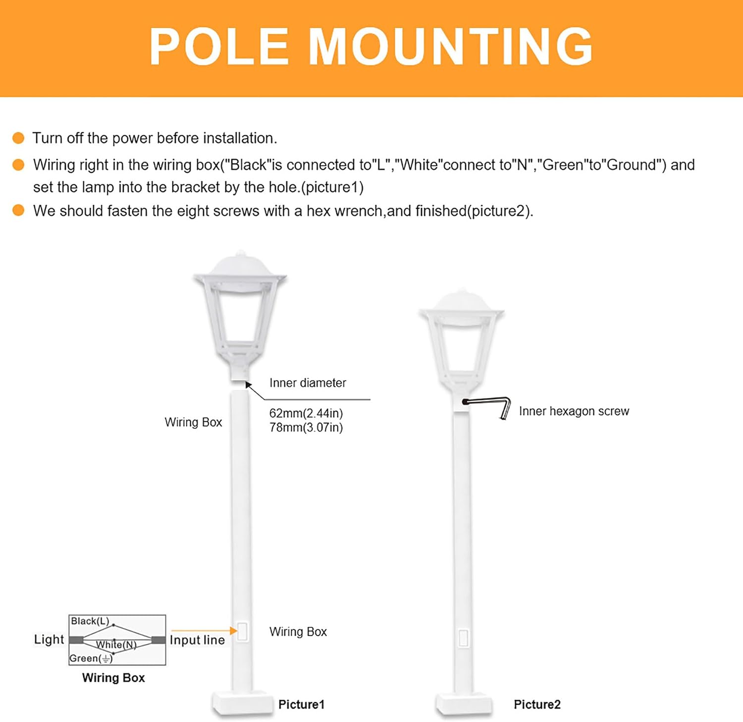 75W LED Post Top Light, Adjustable Color Temperature 3000K/4000K/5000K, AC100-277V 13000LM Outdoor Garden Lights Fixture, IP65 Waterproof Commercial Street Area Lighting, DLC/ETL Listed