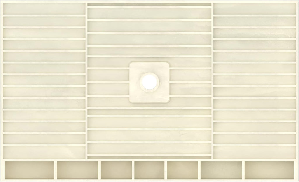 Tile Redi P3648C-PVC Shower Pan with Center Drain- Single Curb Shower Base, 2' PVC Drain, and Plate Included, 48' Width x 36' Depth