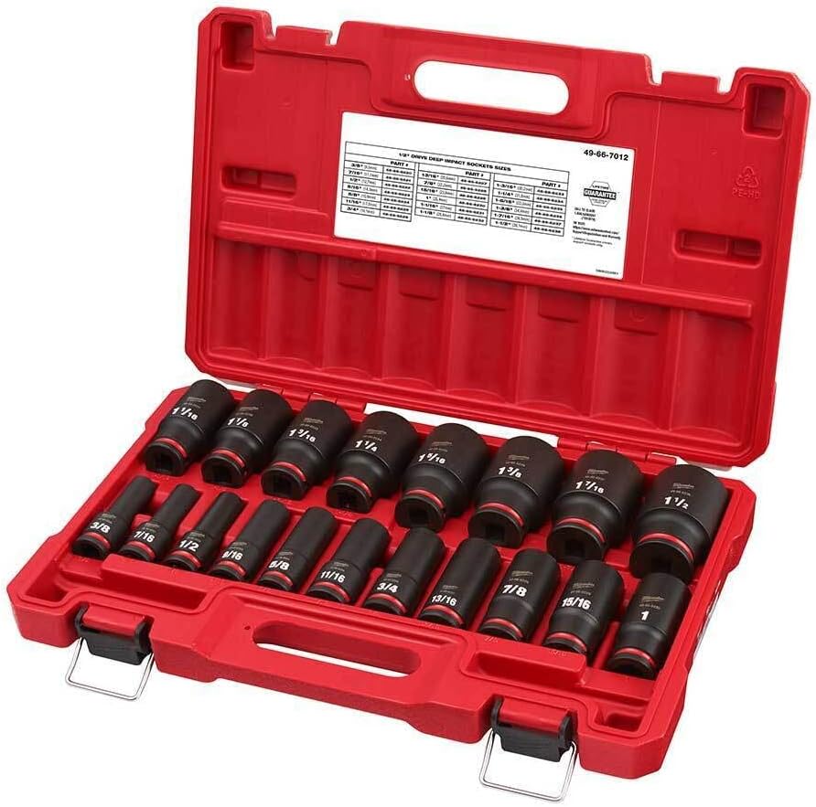 49-66-7012 For Milwaukee Shockwave 1/2' Impact Duty Sae Socket Set - 19 Pc, Dimensions: 16.3 in x 2.7 in x 10.5. Weight: 14.9 lbs