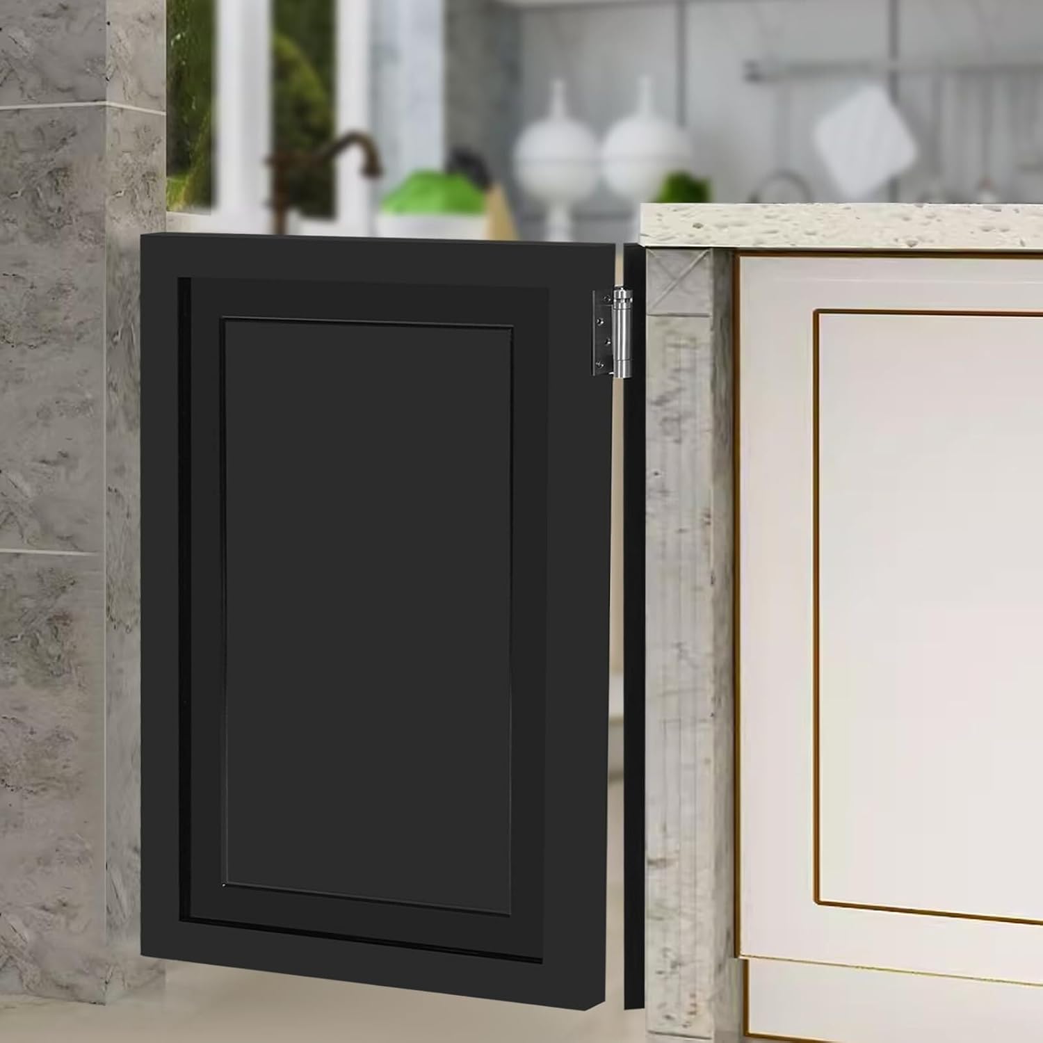 Cafe Swinging Doors,Wood Interior Saloon Half Partition Swing Door with 3 Hinges for House Kitchen Shop Entrance Pub Porch(23.6x35.4in-Black-3)